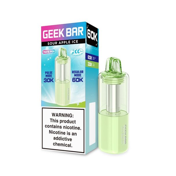 Sour Apple Ice Geek Bar Mate Vape Pod 60K Puffs Disposable Vape 1 Sour Apple Ice Geek Bar Mate Vape Pod